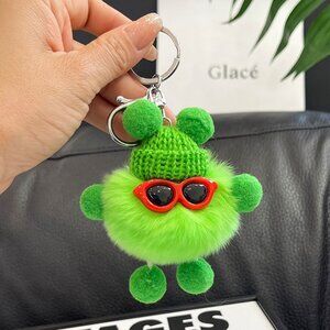 New Cute Little Coal Ball Monster Plush Toy Keychain Anti-Loss Keychain Backpac